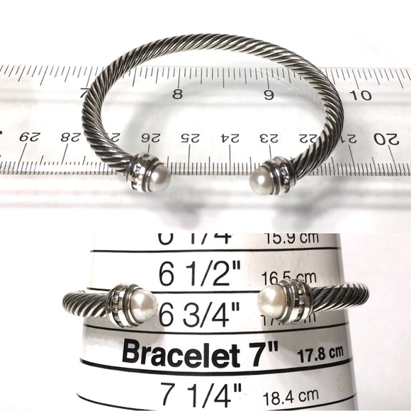 David Yurman Pearl Diamond Cable Cuff Bracelet - Picture 5 of 6